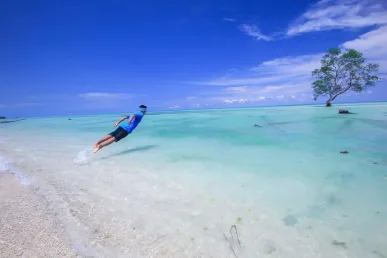 a man diving into the water